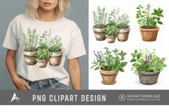 Watercolor Herbs in Pots Clipart Product Image 1