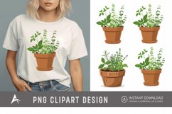 Watercolor Herbs in Pots Clipart Product Image 1