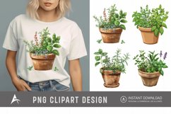 Watercolor Herbs in Pots Clipart Product Image 1