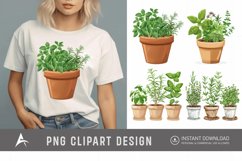 Watercolor Herbs in Pots Clipart Product Image 1