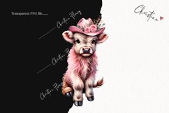 Pink Western Highland Cow PNG | Cowgirl PNG Product Image 2