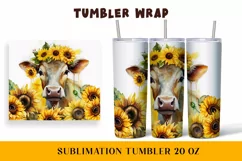 Watercolor wrapper for a cow in sunflowers Product Image 1