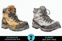 Watercolor Hiking Boot Illustration Clipart Product Image 1