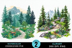 Watercolor Hiking Trails Illustration Clipart Product Image 1