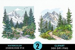 Watercolor Hiking Trails PNG Set Clipart Product Image 1