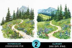 Watercolor Hiking Trails PNG Set Clipart Product Image 1