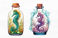 Hippocampus Glass Bottle Watercolor Sublimation clipart Product Image 6