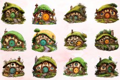 Watercolor Hobbit Houses Clipart Bundle Product Image 2