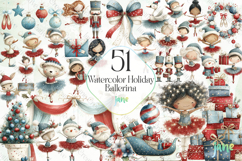 Watercolor Holiday Ballerina Clipart Bundle Product Image 1