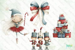Watercolor Holiday Ballerina Clipart Product Image 1