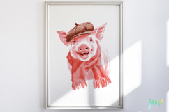 Watercolor Holiday Piglet PNG Product Image 10