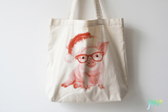 Watercolor Holiday Piglet PNG Product Image 6