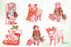 Watercolor Holiday Piglet PNG Product Image 3