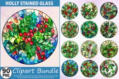 Stained Glass Holly Clipart Bundle Product Image 1