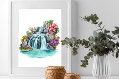 Holographic Waterfall Scene Watercolor Clipart Bundle Product Image 5