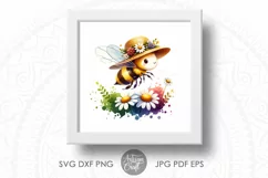 clipart bundle shows a cute honey bee wearing a straw hat with flowers as digital download 