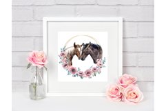 Watercolor Horse Clipart. Horse with flowers. Farm animals Product Image 3
