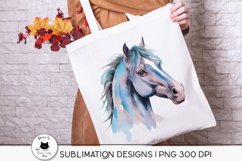 watercolor horse illustration shown on a bag