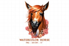 Watercolor horse with flowers Product Image 1