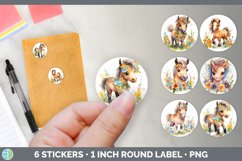 Bundle of six Watercolor Flower Horses Stickers designs.