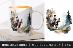 Watercolor horseback rider mug cup wrap sublimation design