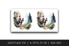 Watercolor horseback rider mug, cup wrap sublimation design Product Image 2