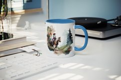 Watercolor horseback rider mug, cup wrap sublimation design Product Image 4