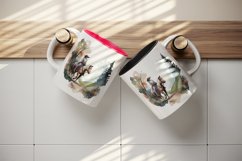 Watercolor horseback rider mug, cup wrap sublimation design Product Image 5