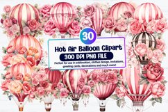 Watercolor Hot Air Balloon Clipart Bundle Product Image 1