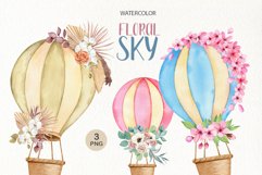 Watercolor hot air balloon clipart Cute hot air balloons png Digital download