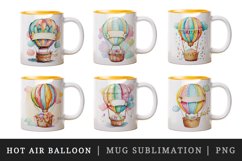 Watercolor hot air balloon design wrap sublimation bundle for customize your mug