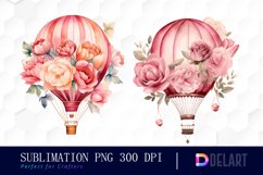 Watercolor Hot Air Balloon Clipart Bundle Product Image 3