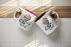 Watercolor hot air balloon soaring clouds Big Dream motivational quote print 20oz tumbler skinny mug wrap clipart t-shirt sublimation printable design