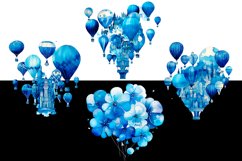 Blue Watercolor Hot Air Balloons Clipart PNG Product Image 2