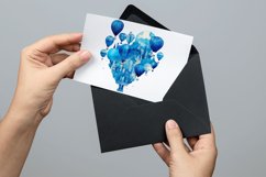 Blue Watercolor Hot Air Balloons Clipart PNG Product Image 3
