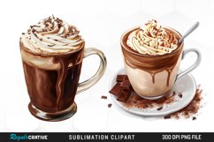 Watercolor Hot Chocolate Image Clipart Product Image 1