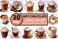 Watercolor Hot Chocolate Clipart Bundle Product Image 1