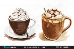 Watercolor Hot Chocolate Image Clipart Product Image 1