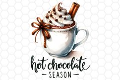 Watercolor Hot Chocolate Season Clipart Sublimation