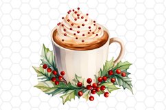 Watercolor Hot Cocoa Clipart Christmas Sublimation
