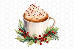 Watercolor Hot Cocoa Clipart Christmas Sublimation