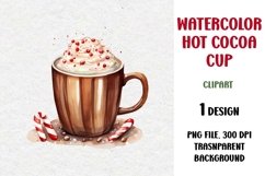 Watercolor Hot Cocoa Cup Clipart, PNG Product Image 1