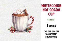 Watercolor Hot Cocoa Cup Clipart, PNG Product Image 1