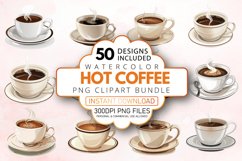 Watercolor Hot Coffee Clipart Bundle Product Image 1