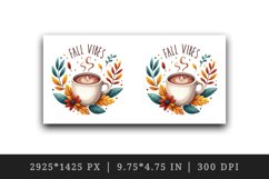 Watercolor hot cup of cocoa coffee autumn leaves Fall vibes quote print 20 oz tumbler skinny mug wrap clipart t-shirt sublimation printable design