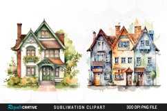 Watercolor House PNG Set Clipart Product Image 1