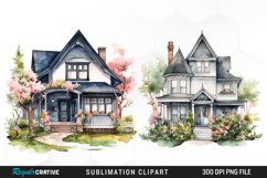 Watercolor House PNG Set Clipart Product Image 1