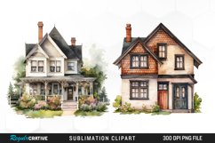 Watercolor House PNG Set Clipart Product Image 1