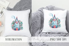 Watercolor Christmas house clipart / sublimation- 1 png file Product Image 4