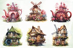 Watercolor House With Fowers Clipart Product Image 2
